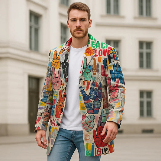 Stylish Graphic Long Coat for Men
